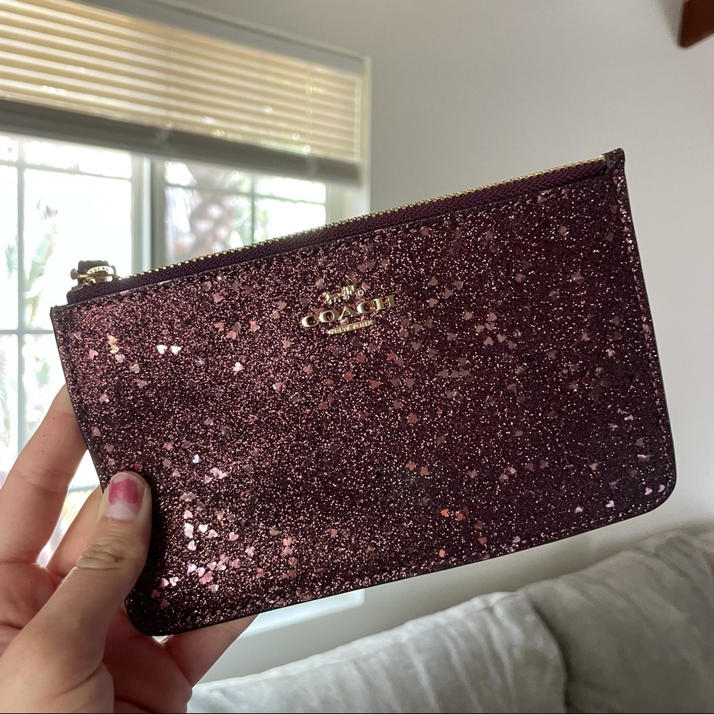 Coach pink sparkly clutch/wallet/wristlet